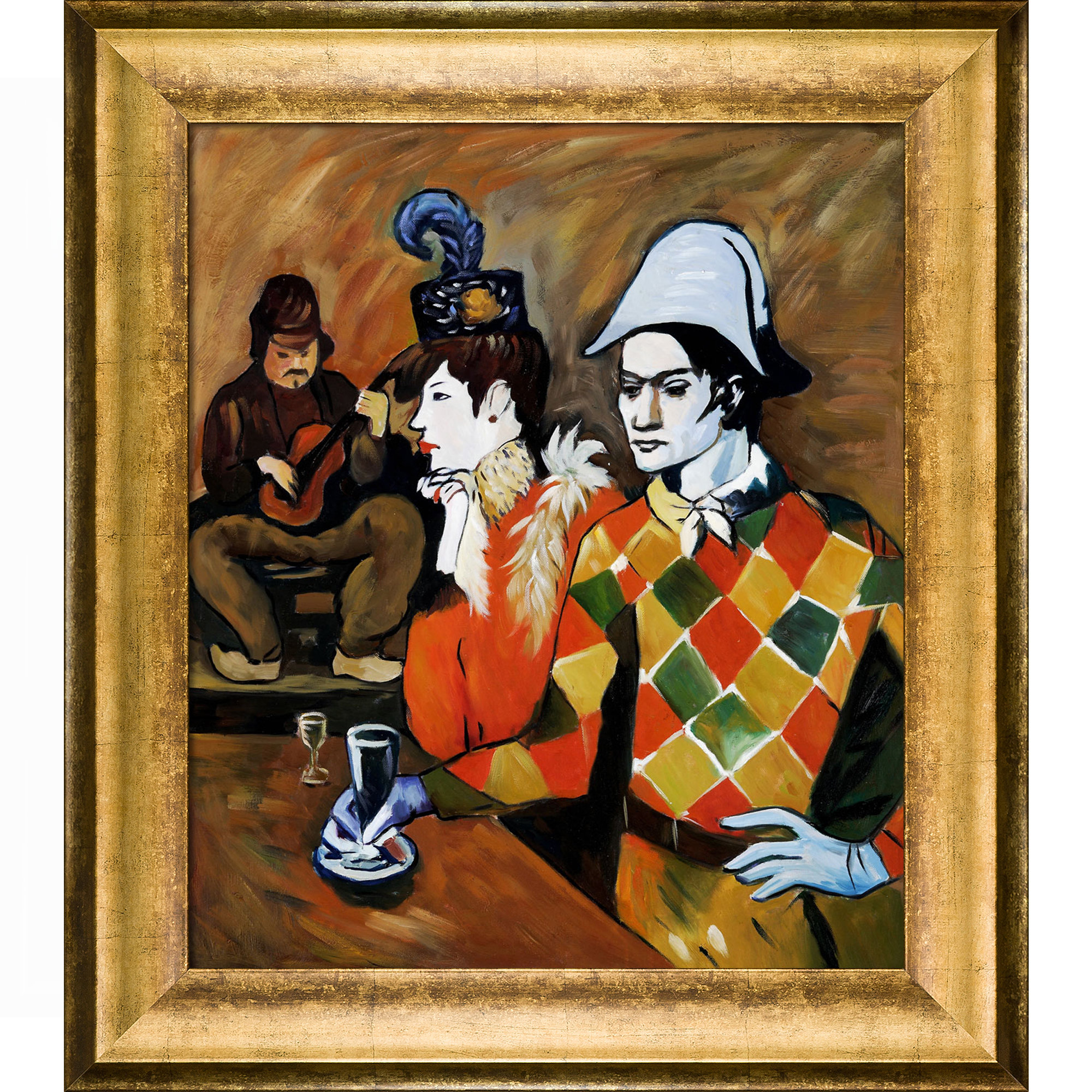 Overstock Art " At The Lapin Agile " by Pablo Picasso Painting Print